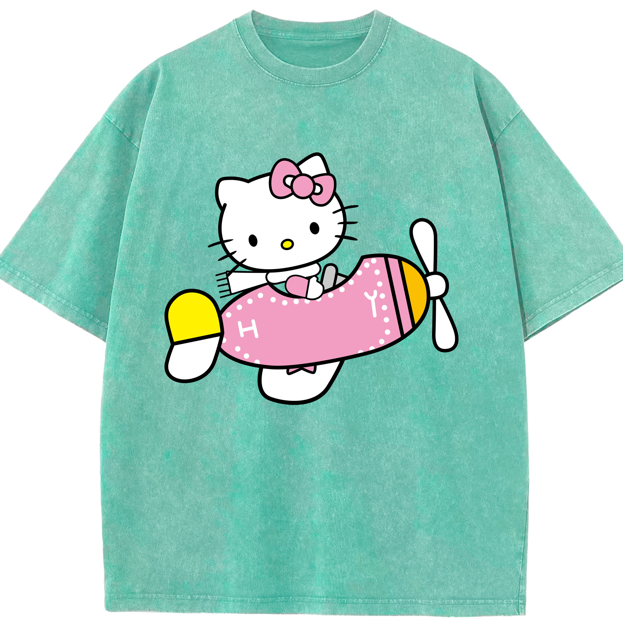 （画像用） Hello Kitty ハローキティ 綿100% ヴィンテージ風 半袖Tシャツ（フロントプリント）